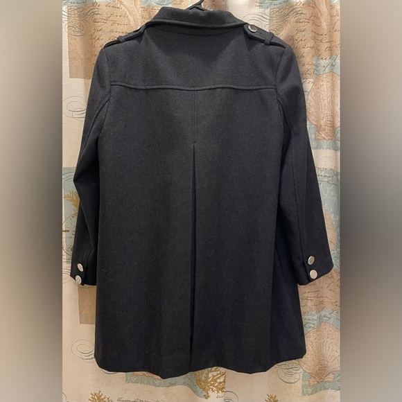 Guess Los Angeles Wool Charcoal Gray Pea Coat Y2K Formal Warm Romantic Goth Lg - Picture 5 of 15